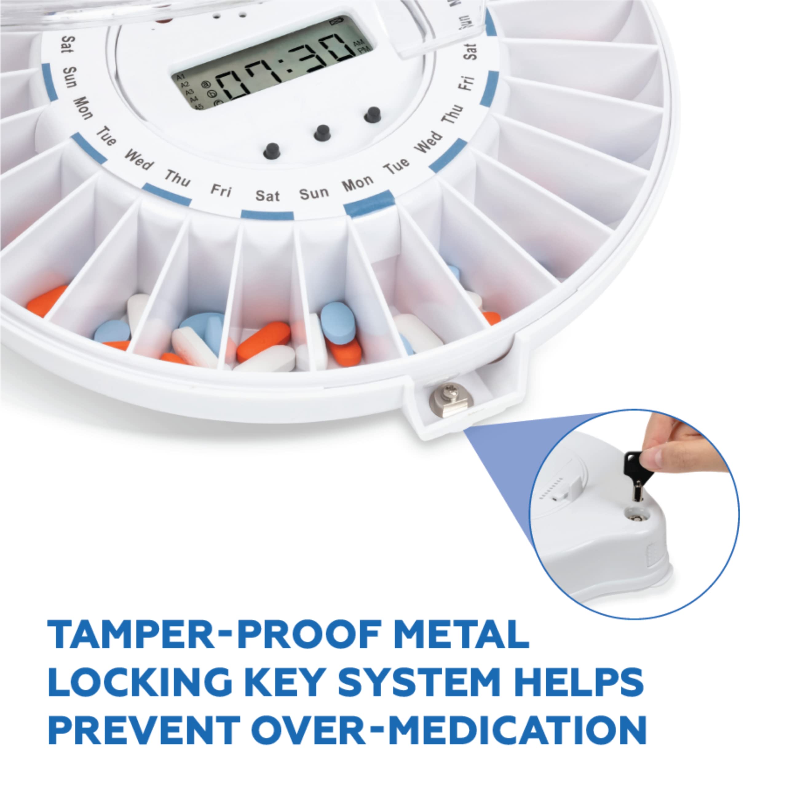 Buy MedELert Premium Locking Automatic Pill Dispenser with Solid