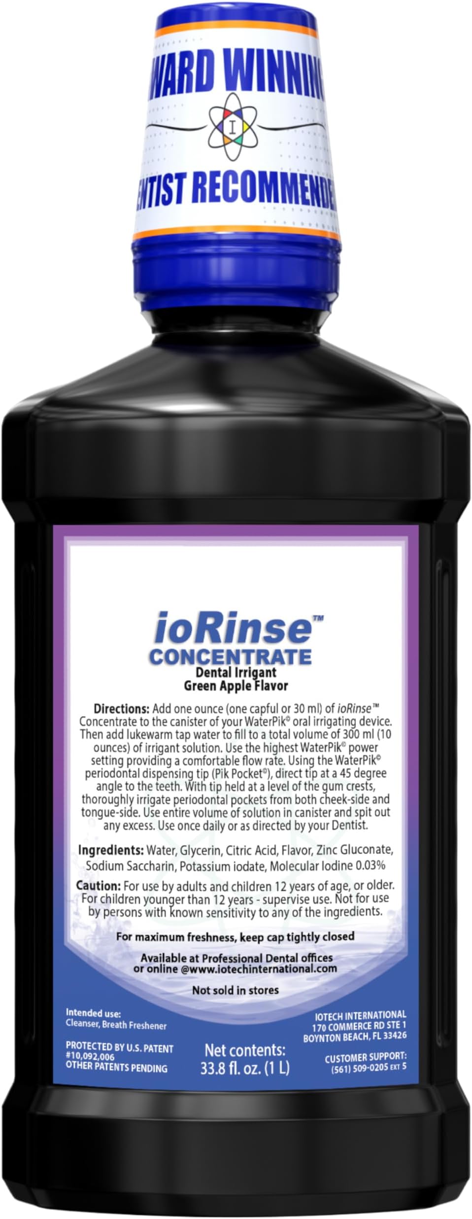 - ioRinse Concentrated Irrigant with Active Molecular Iodine, Alcohol-Free Dental Irrigant, for use with Waterpik Water Flossers, and All Other Oral Irrigation Devices