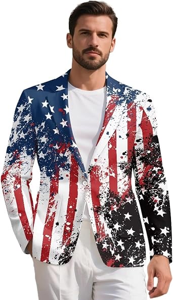 Mens Casual Blazer Lined One Button Notched Lapel Lightweight Business Suit Jacket Sport Coat Plus Size Blazer