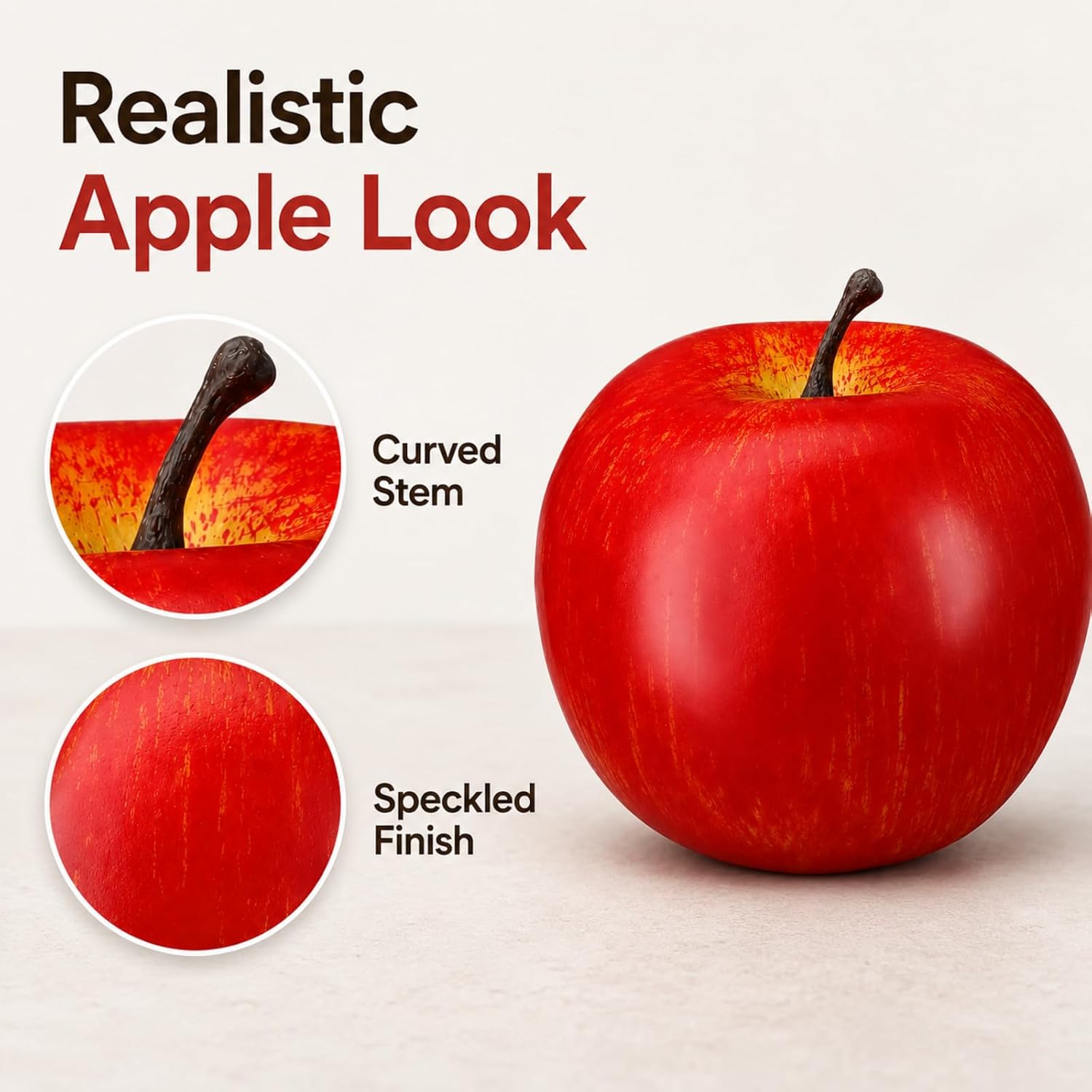 jojofuny Fake Red Apple, Artificial Foam Fruit Prop for Kitchen Decor | Realistic faux apple for fruit bowl, table centerpiece, party display, photography prop and classroom pretend play