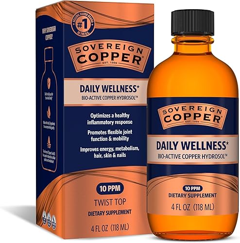 Sovereign - Hidrosol de cobre bio-activo - Suplemento líquido de cobre biodisponible para adultos y niños con hidrosol plateado para cabello, piel y