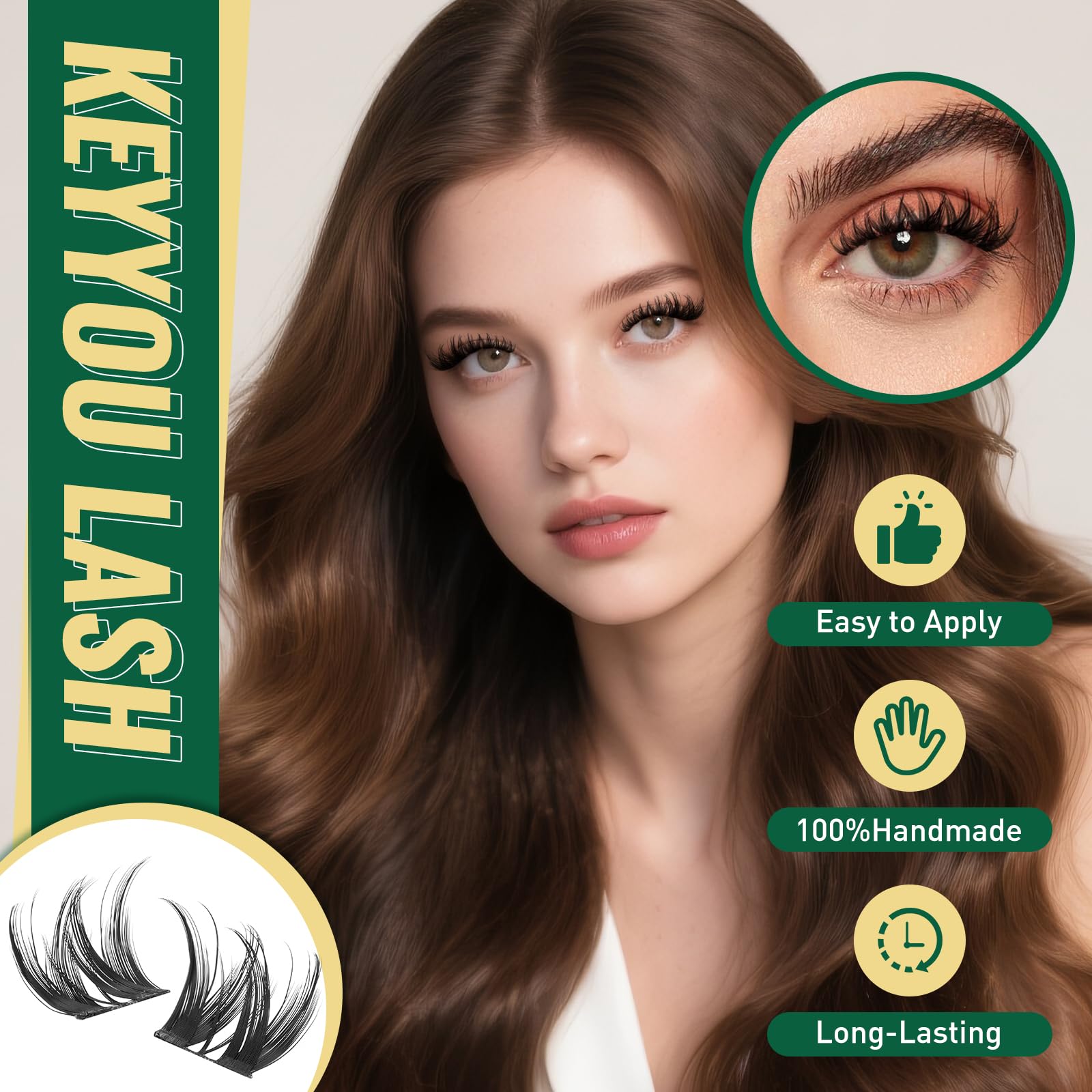 KEYYOU Cluster Lashes Kit 120pcs 8-16MIX Thick Volume Cluster Lashes Thin Band Lash Extension Kit with Bond and Seal,Remover,Applicators for beginner DIY Eyelashes at Home (KY01Kit) - Image 3