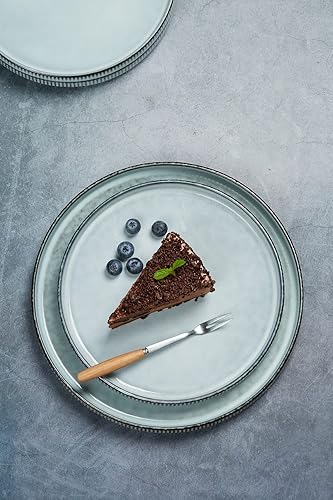 Miniatura 8 de famiware Star - Juego de 6 vajilla de cerámica (18 piezas), platos llanos, platos de ensalada, cuencos para cereales, color azul ahumado