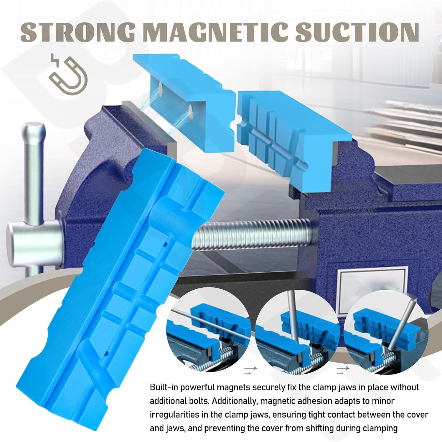 Multi Grip Vise Jaw Pads with Multiple Angle Grooves & Textured Design | for Clamping Woodworking, Metal, Plumbing and Plastics - 2Pack