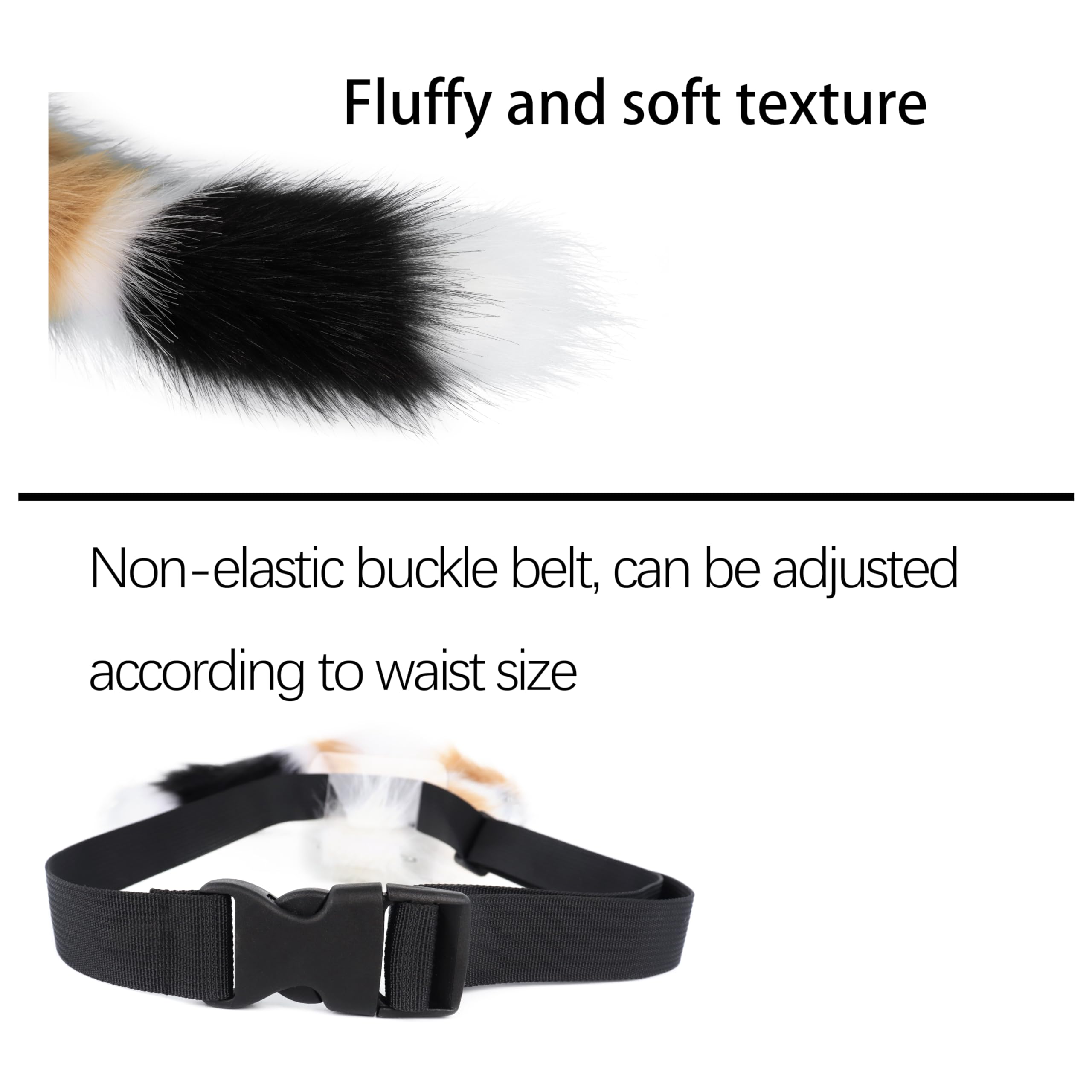 QinRuan Animal Cosplay Costume Accessories Furry Faux Fur Cat Ears Headband and Fox Tail Set Halloween Accessory: 2-sh
