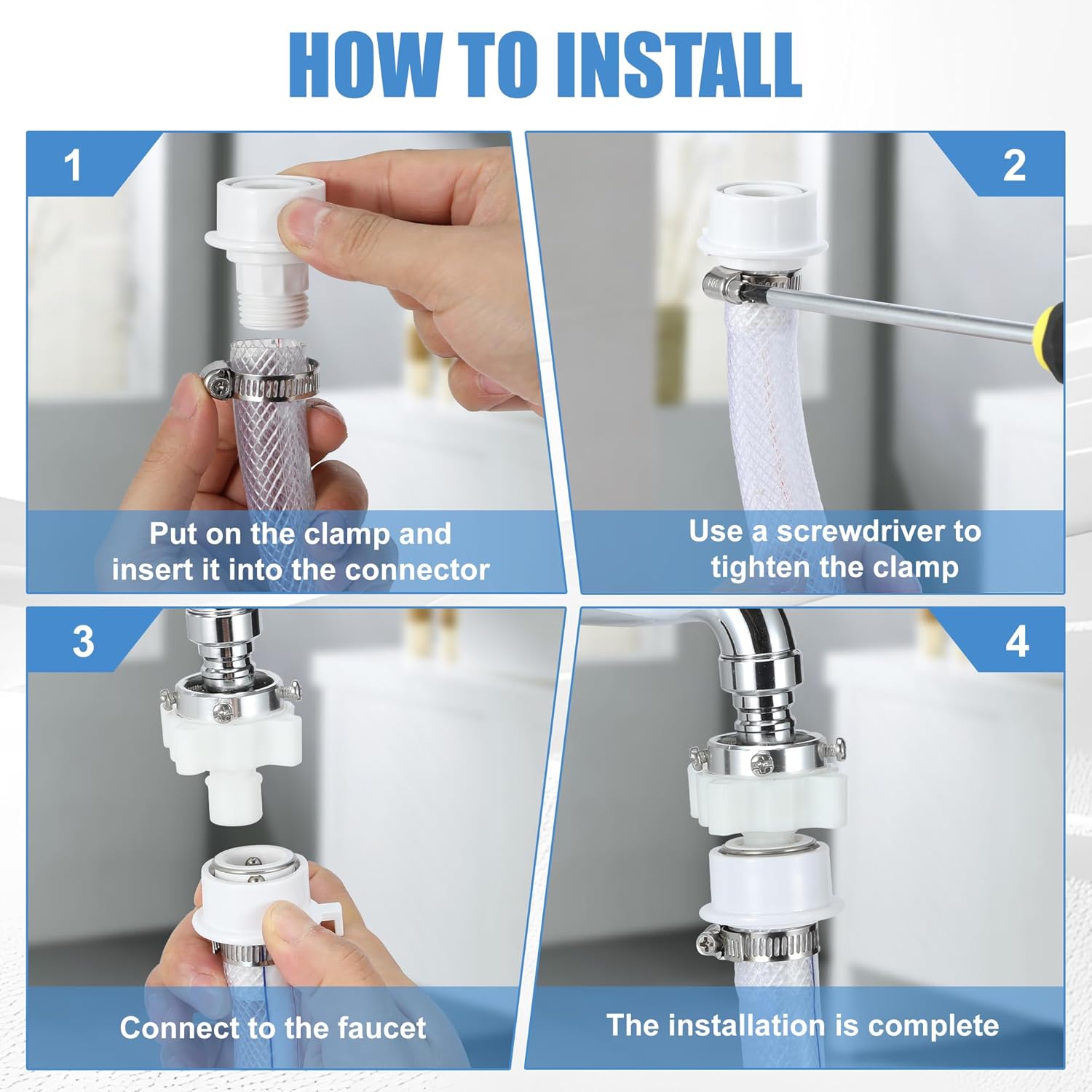 50-Piece 304 Stainless Steel Worm Gear Hose Clamp Assortment 1/4" to 1-1/2" (6–38mm) | Adjustable Pipe Clamps for Plumbing, Automotive, Marine & HVAC | DIY, Home & Garden Use