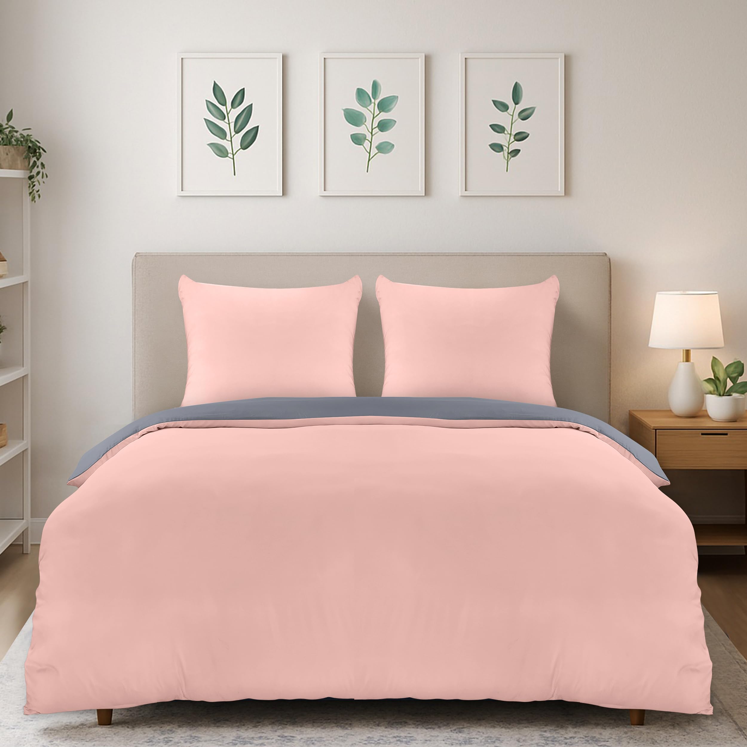 Utopia Bedding Funda Nordica Cama 150 220x240, Gris/Rosa