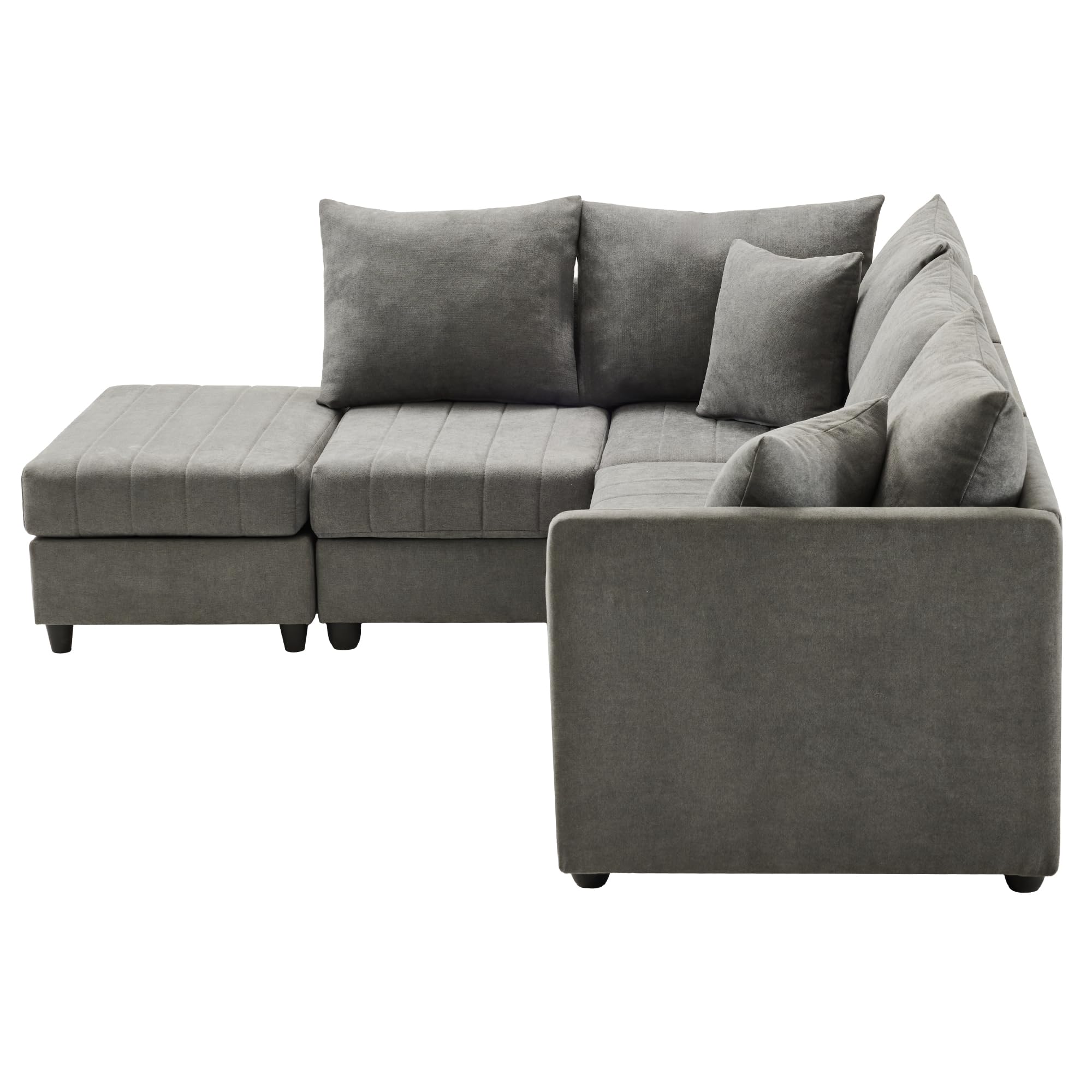 SACOOL Sofá esquinero moderno, sofá modular, sofá de 5 plazas con reposapiés convertible, en forma de L, en forma de U, adecuado para sala de estar, apartamento, etc.
