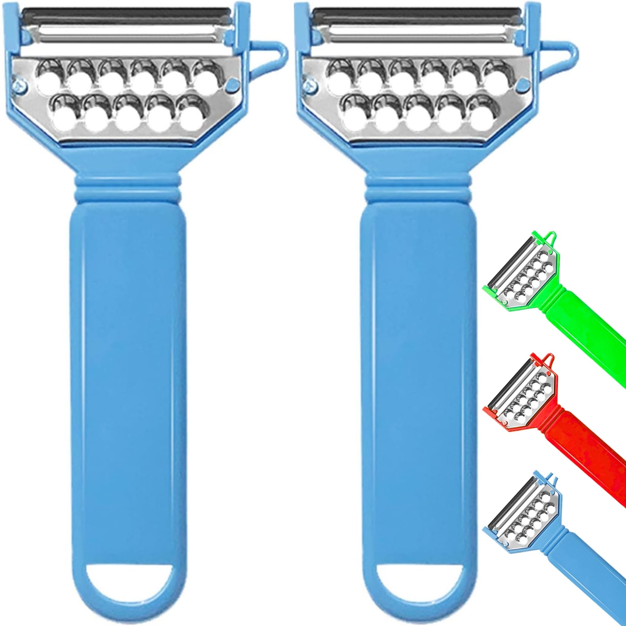 Simbaa Mall™ 2-Piece 2 in 1 Vegetable & Fruit Peeler And Grater Professional Stainless Steel Blade Swivel Slicer potato peeler with Hanging Loop Quick Smooth Peeling 3 Colors