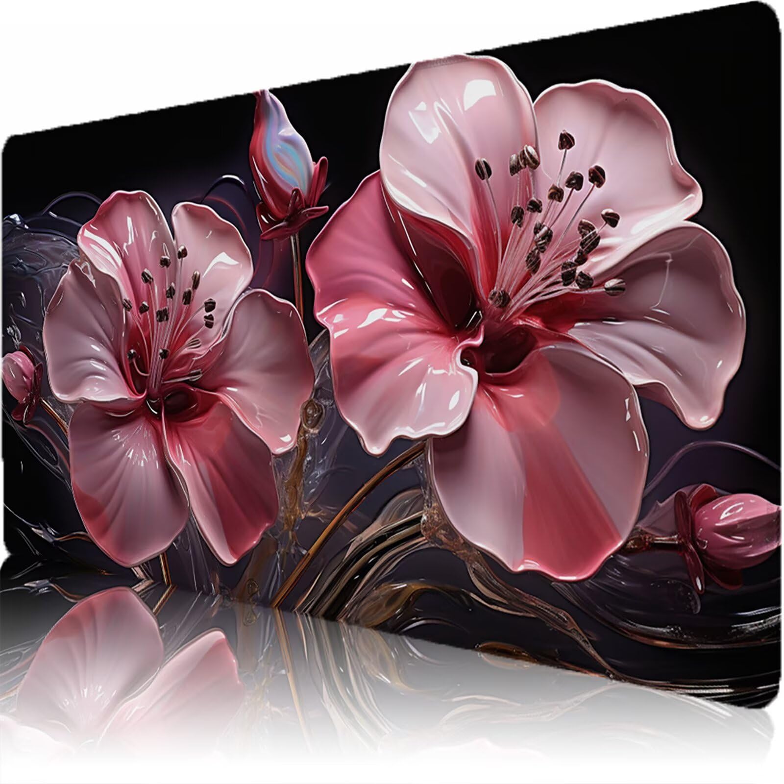 Sottomano Scrivania Grande 1200 x 600 x 3 mm Rosa Tappetino Tastiera Computer con Base Antiscivolo e Bordi Cuciti, Protezione Impermeabile, per Lavoro, Casa e PC Gamer, Regali Uomini (Fiore) L-x2106