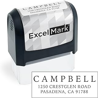 ExcelMark Address Stamp - Custom Return Address Stamp with Elegant Designs, Vibrant Colors & Patterns – Perfect for Mail, Invitations & Gifts (Black Mount, Simple Classic)