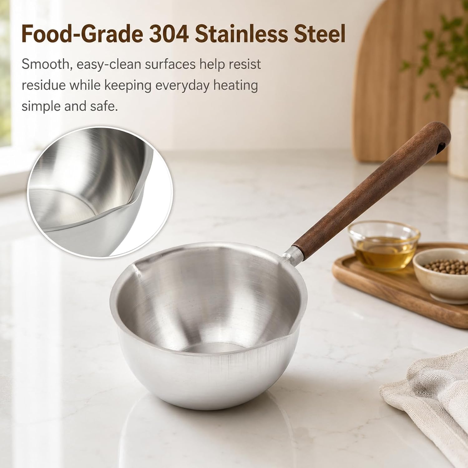 10.1oz (300ml) 304 Stainless Steel Mini Sauce Pan, Butter Warmer Pot