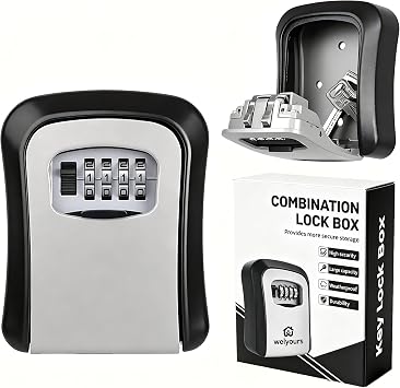 Key Safe Wall Mounted, Lock Box Outdoor, Combination Box, 10 * 7 * 4cm