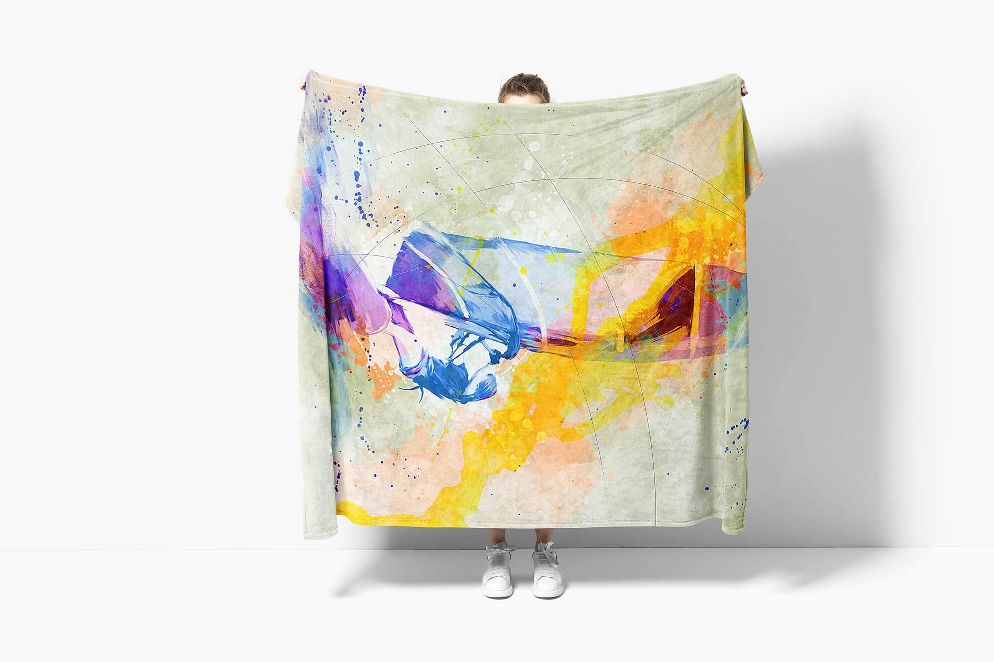 SplashArt Sport Handtuch Strandhandtuch Saunatuch Kuscheldecke Kunstvoll Windsurfer Sport Größe 180 x 130 cm (Tagesdecke - Sherpa Flies)