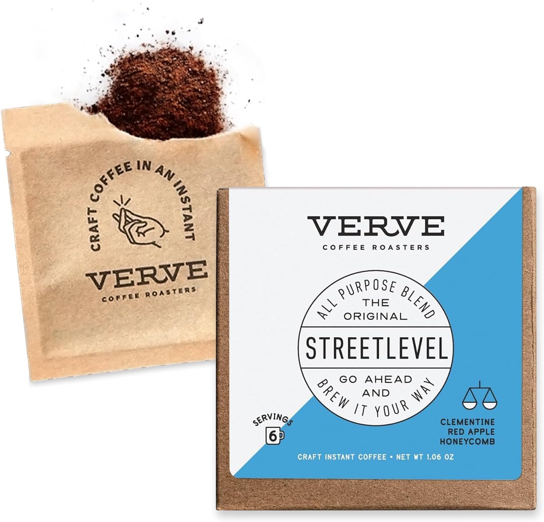 Craft Instant Coffee Streetlevel Blend | French Medium Roast, Ground, Hand-Roasted | Enjoy Hot or Cold | Up to 6 Servings