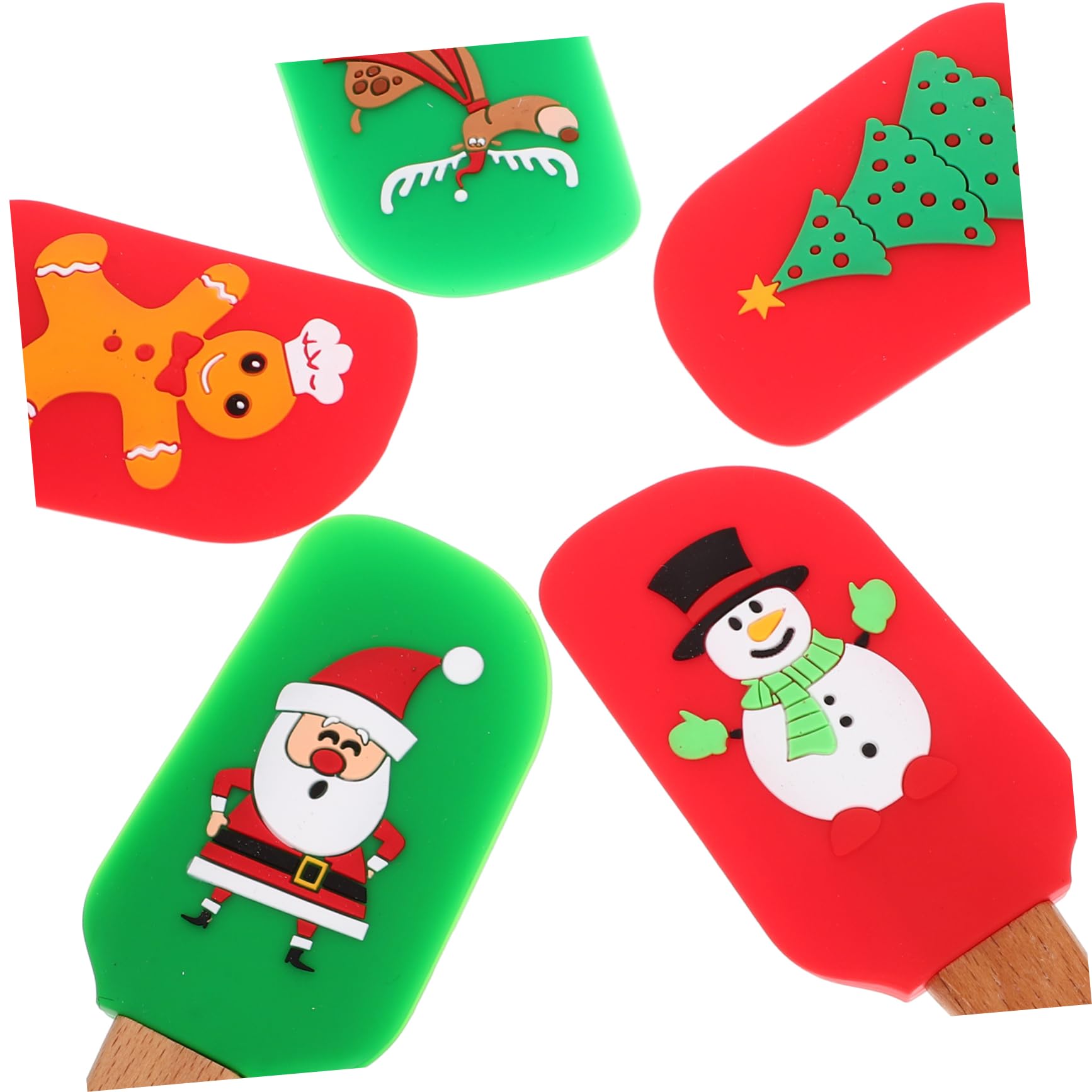 Alipis 5pièces Spatules de Cuisson Silicone Ergonomiques Ustensiles de Pâtisserie Pratiques Spatules de Cuisine Résistantes Chaleur pour Usage Quotidien Styles Assortis Plusieurs styles