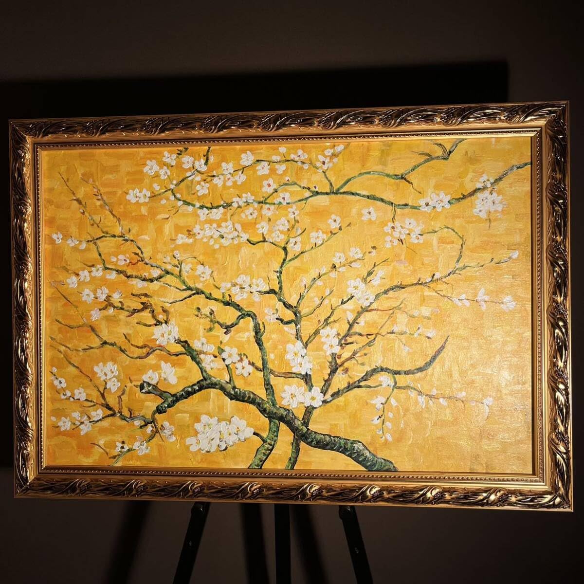 Amazon.co.jp: 特大秀作手書き油絵 ゴッホ ひまわり 額付 絵画
