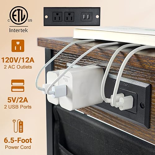 Miniatura 8 de AMHANCIBLE Mesa auxiliar con estación de carga, juego de 2