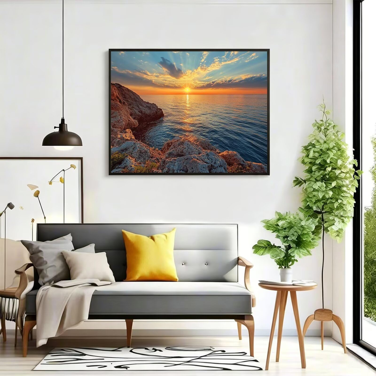 Dipingere con i Numeri Adulti mare Disegni da Colorare per Adulti tramonto Kit Pittura Bambini, Kit di Pittura Acrilica Fai-da-Te per Principianti, Decorazioni Parete, Idee Regalo, 80x100cm, q-188