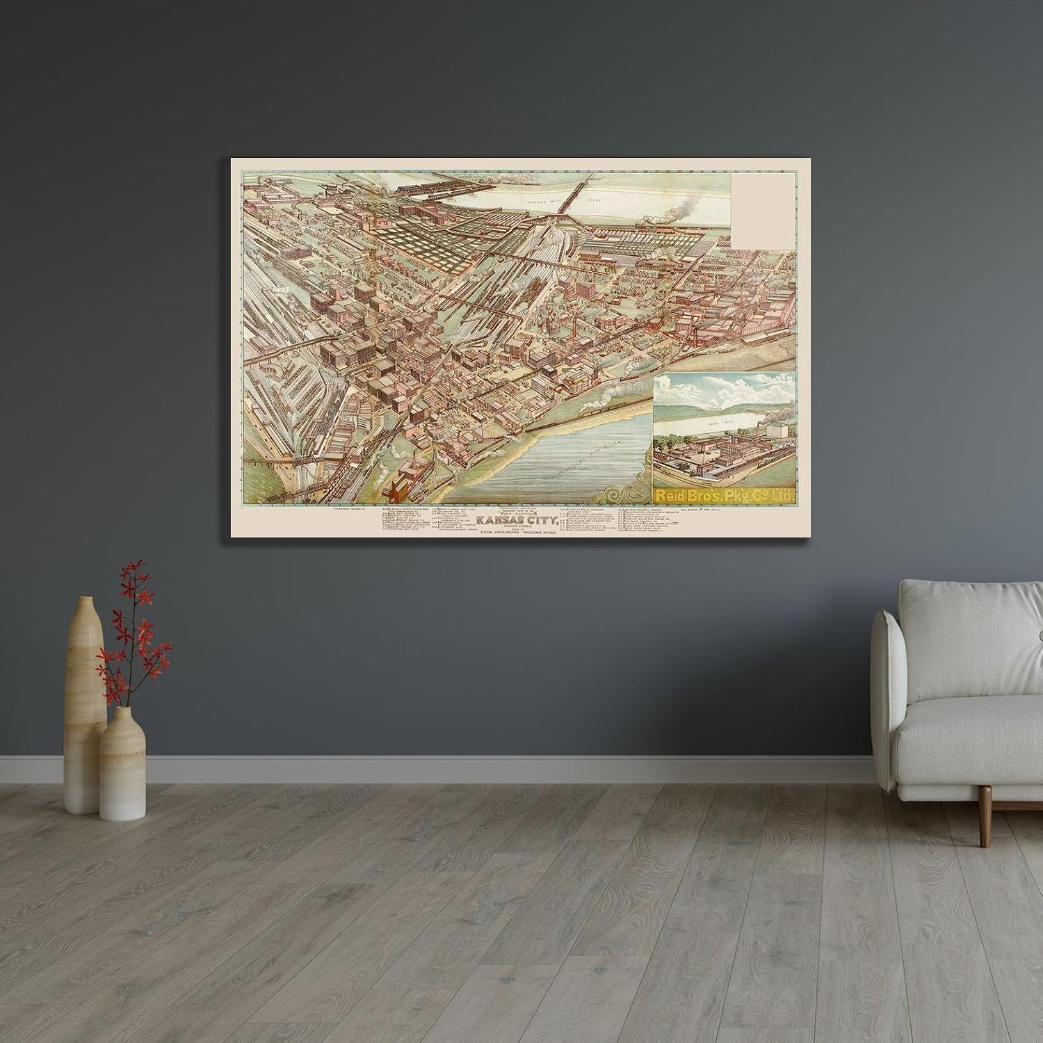 ArtDirect Kansas City West Bottoms Kansas Missouri Custom Framed Art Print Giclee Print or Canvas Options with Various Sizes and Customization by Koch