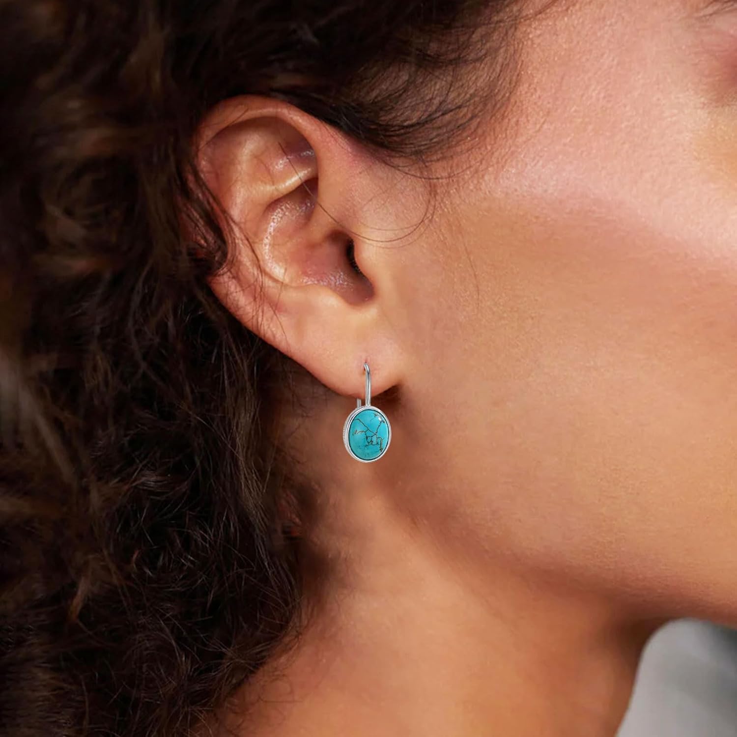 Genuine Turquoise Dangle Earrings for Women 925 Sterling Silver Blue Green Gemstone Dangling Earring Dainty Jewelry for Her Wife Mom - Image 2