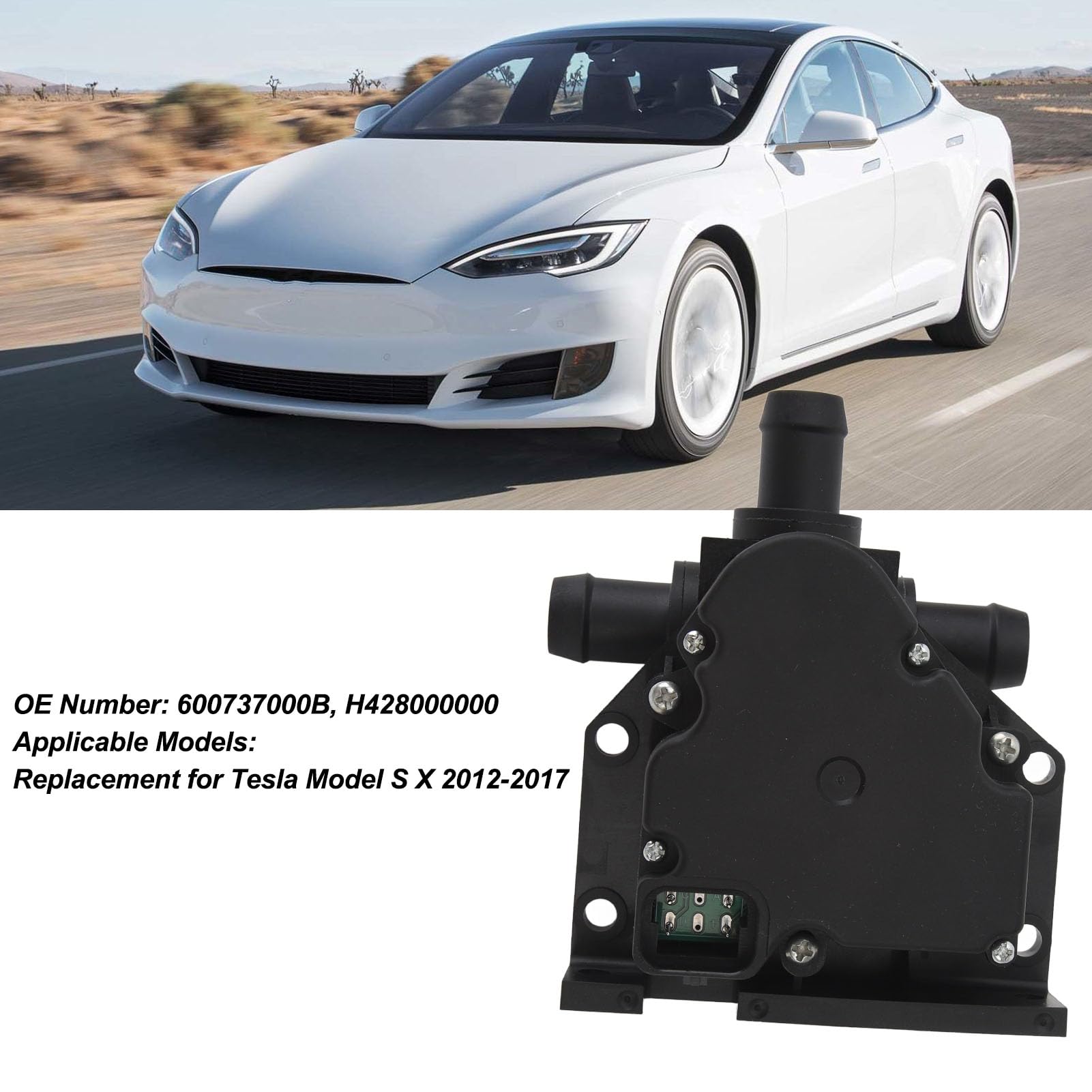 Actuador de Válvula de Refrigeración de 4 Vías, OEM 600737000B, Reemplazo del Actuador de Válvula de Bomba de Refrigerante de Control para Modelo S X 2012 a 2017