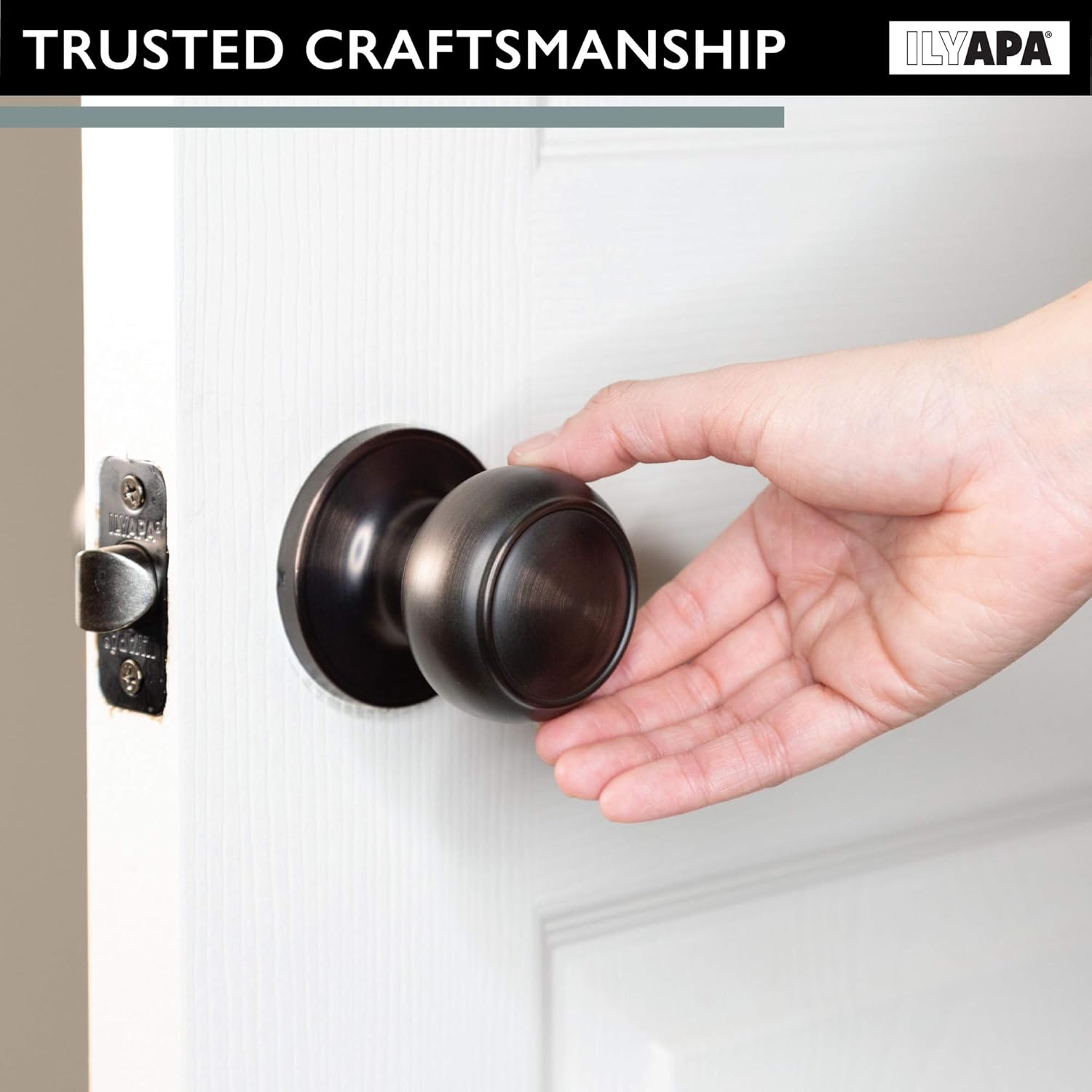 Ilyapa Passage Door Knob for Hall/Closet - Colonial, Oil Rubbed Bronze Interior Keyless Non Locking Round Handle, Oil Rubbed Bronze Bedroom Door Knobs Interior, 10 Pack