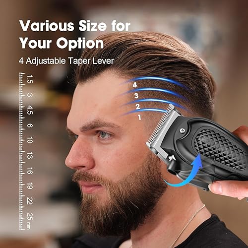 Miniatura 5 de HIENA PRO Cortapelos profesional para hombres, sin cable y sin cable, recortadora de barba recargable, pantalla LED, regalos para hombres (negro)