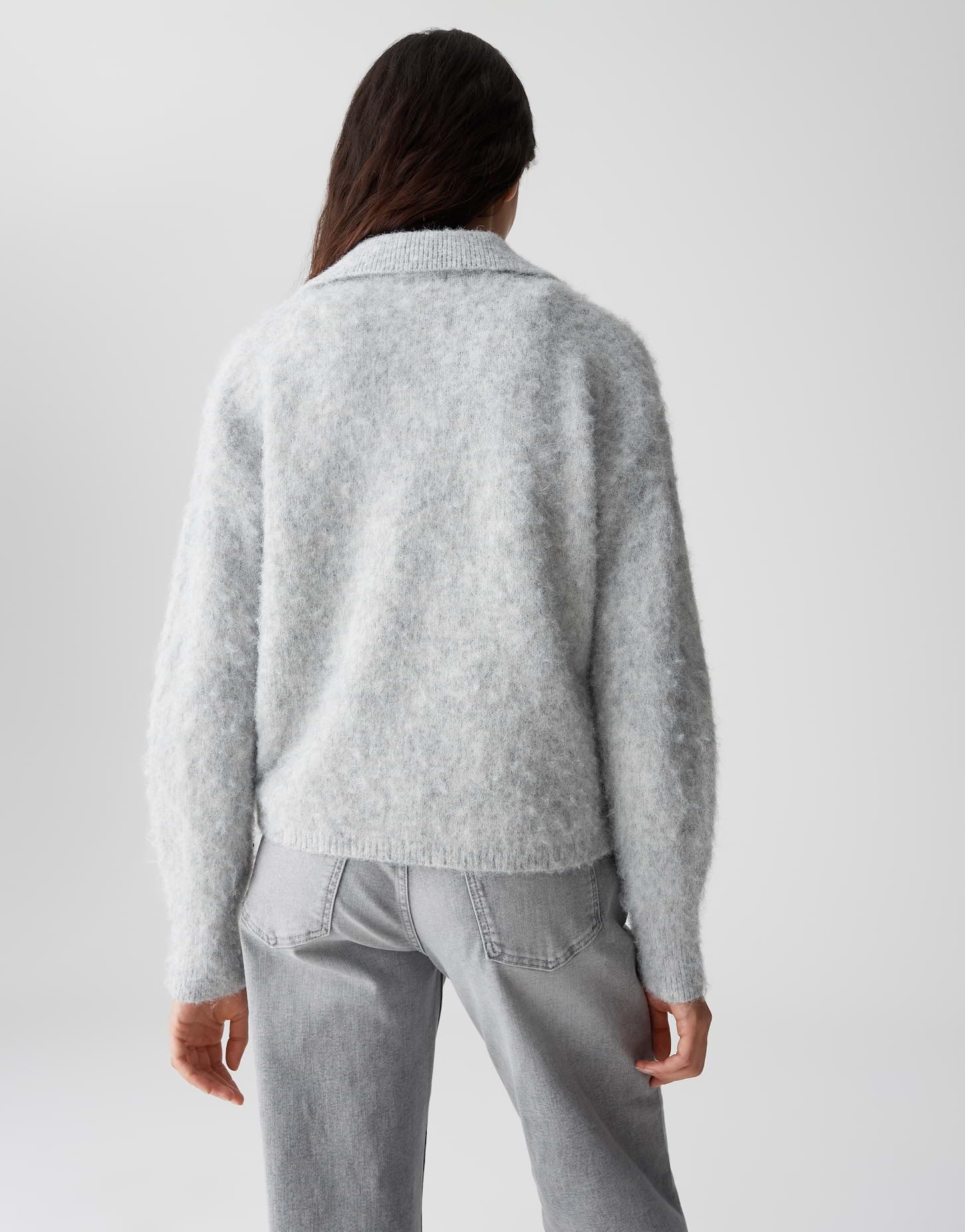 OPUS Damen Pullover | PELSIE Regular Flauschiger Strickpullover mit Polokragen