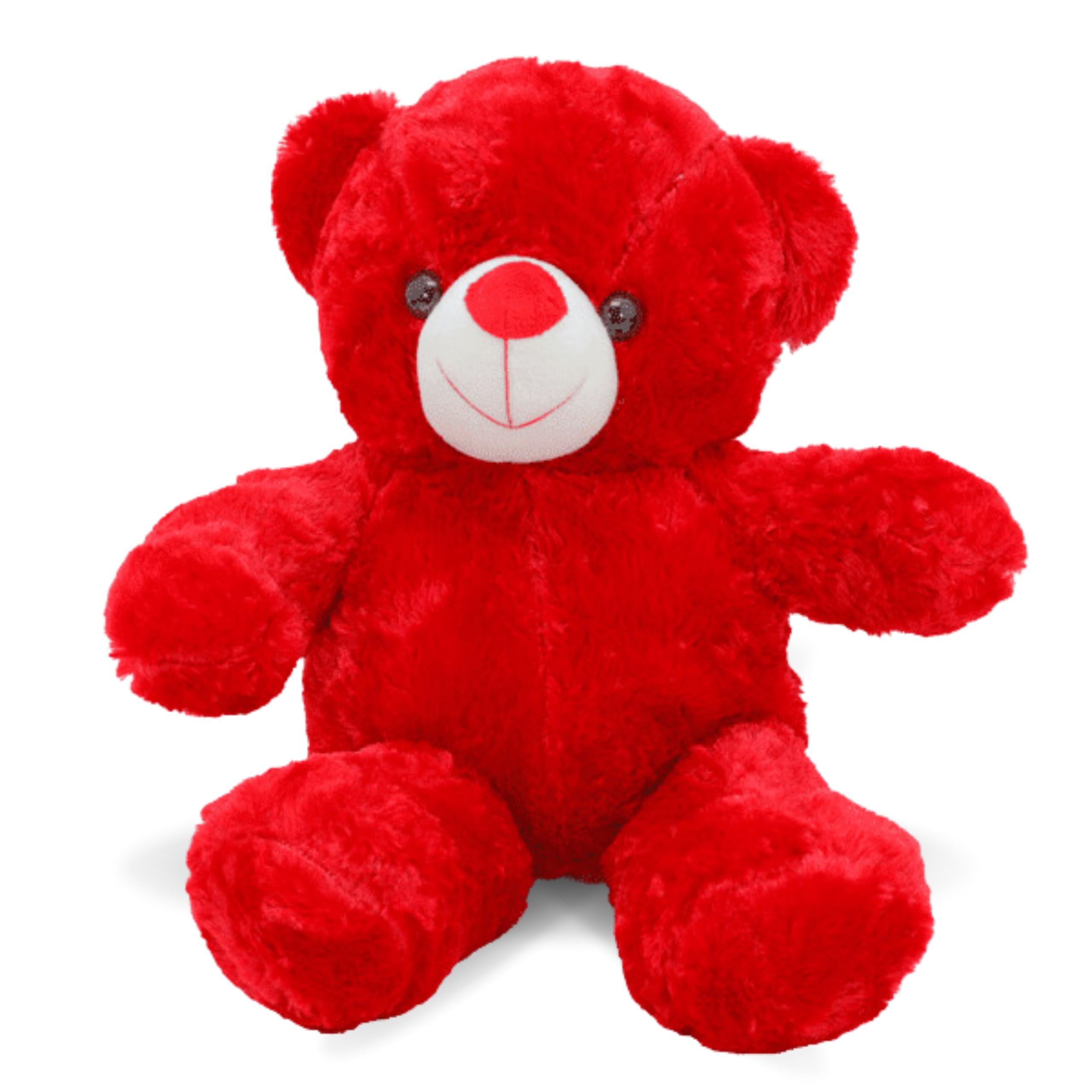 Fitto Red Teddy Bear Plush Toy 20cm - Soft & Cuddly Stuffed Animal, Adorable Gift for Kids, Babies, Girls, Boys - Perfect for Hugging, Snuggling, Birthday Present, Nursery Decoration