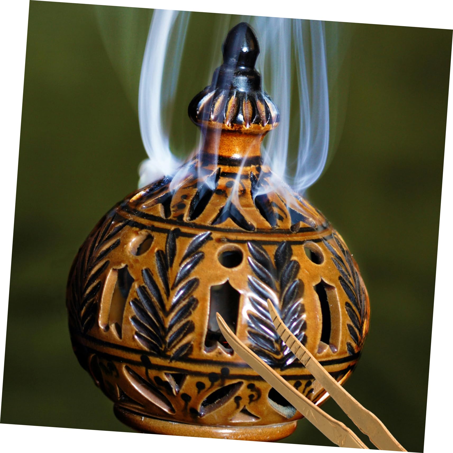 ULTECHNOVO 3 Pezzi Pinze per Bamboo con Ergonomico Strumenti per Bruciatore Carboncini per e Cerimonie Religiose