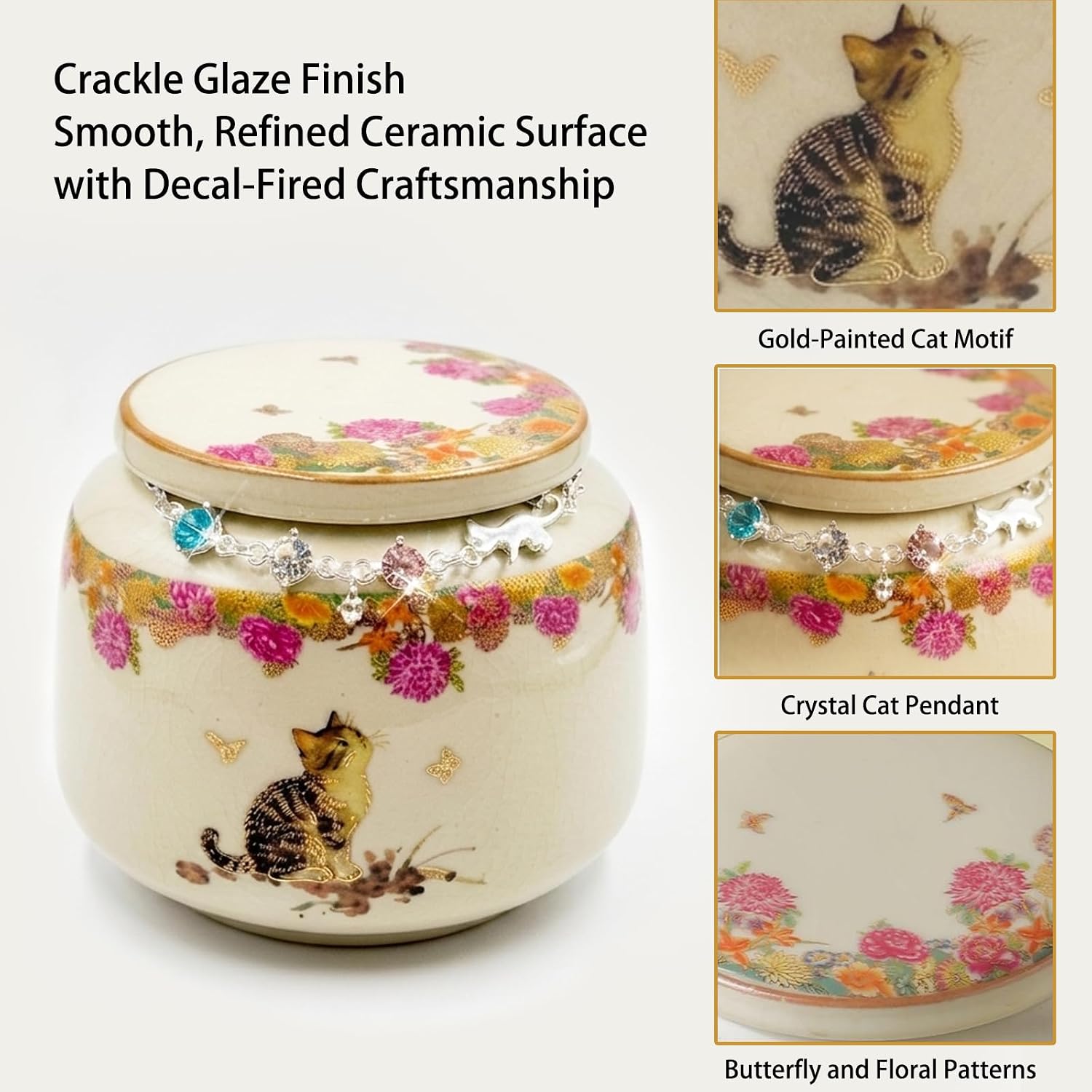 Cat Urn for Ashes, Ceramic Pet Cremation Keepsake Urn, 180ml