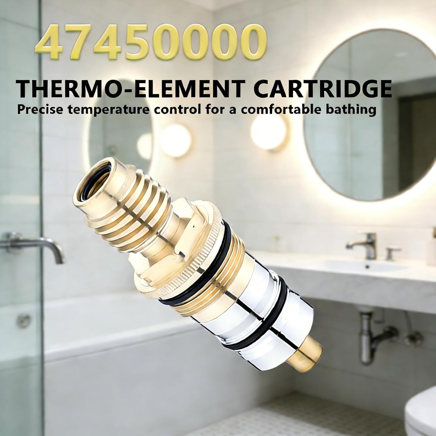 GR-47450000 for Grohe 1/2' Thermostatic Cartridge, for grohe 47450 cartridge Compatible with Grohtherm 1000, 2000, Auto 2000 Systems, Precision Temperature Control, Brass