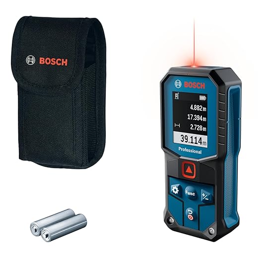 Bosch Professional Laser Rangefinder GLM 40-31 (IP65, Shock Absorbing Housing, Automatic Length/Area/Volume Calculations, Clear Colour Display, Compatible with Li-ion Battery)