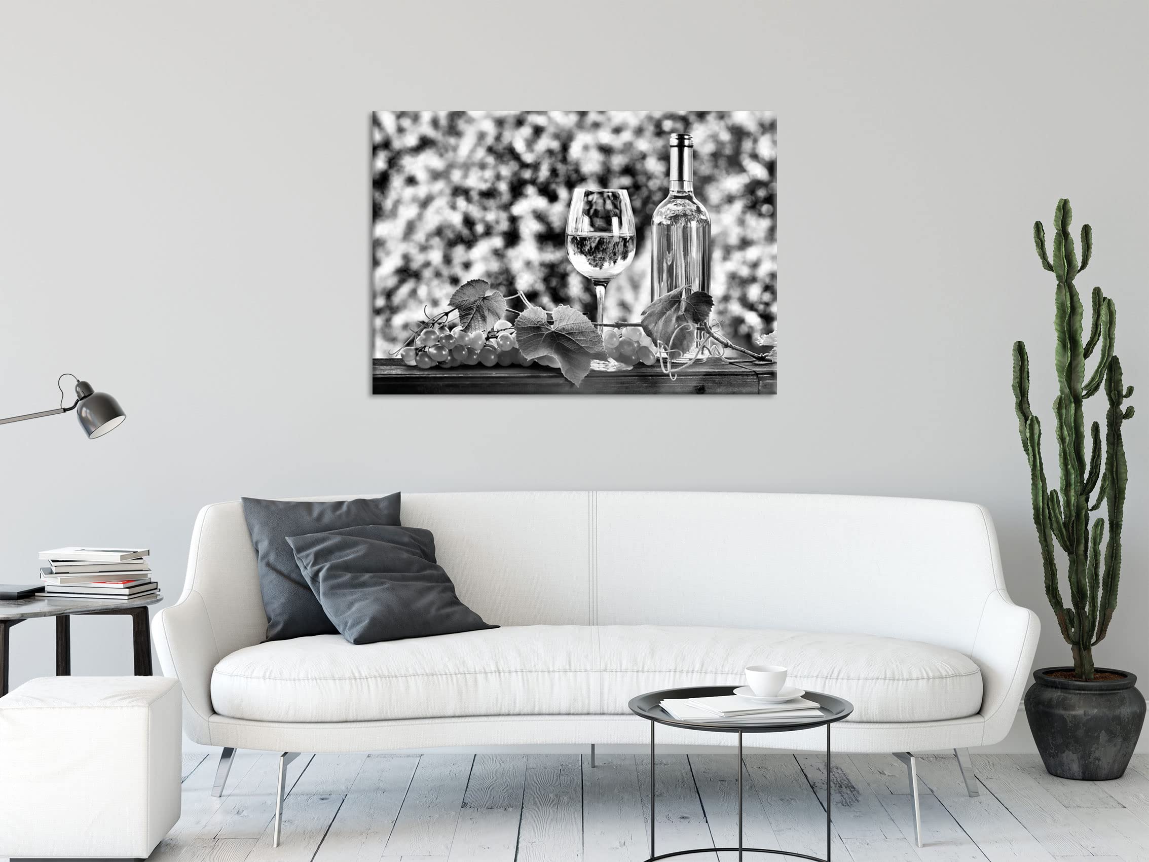 Pixxprint Glasbild, Wandbild aus Echtglas, Wein und Weintrauben, 100x70 cm, inkl. Aufhängung und Abstandshalter