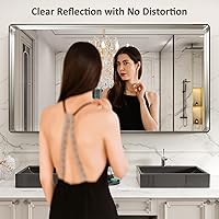 Vista 235 de LOAAO - Espejo de baño con marco de metal negro de 28x36 pulgadas para pared, espejo de tocador de baño negro mate estilo granja, antióxido, se