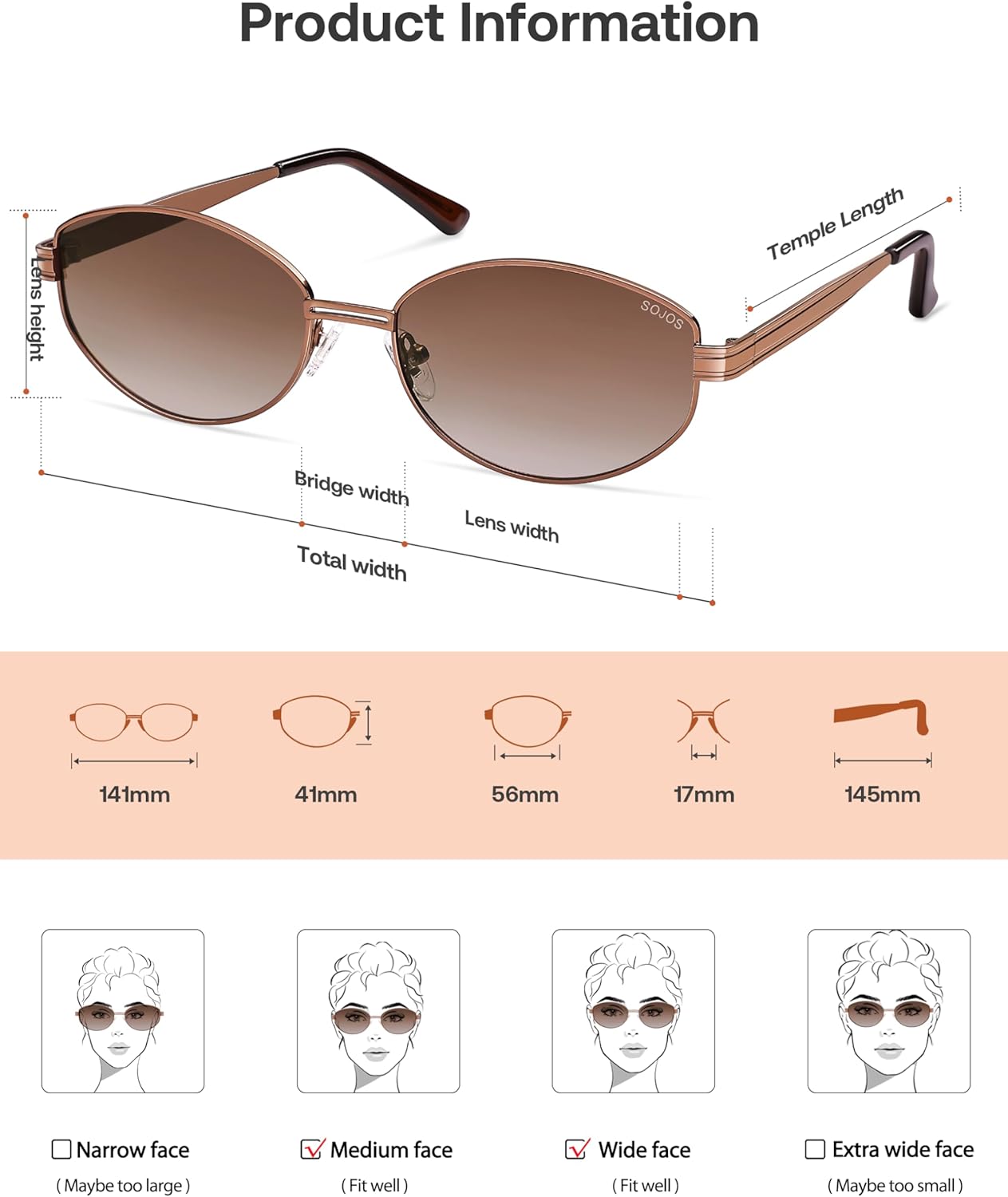 SOJOS Trendy Oval Round Polarized Sunglasses for Women Men, Retro Chic Circle Shades SJ1255 - Image 5