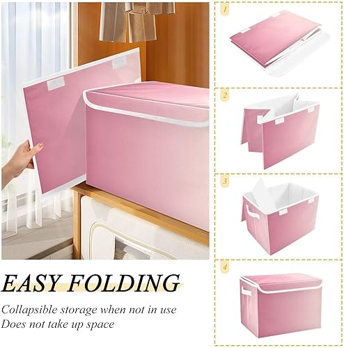 Miniatura 4 de GAIGEO Cubitos de almacenamiento plegables con degradado rosa, almacenamiento y organización, organizador de almacenamiento de armario, contenedor