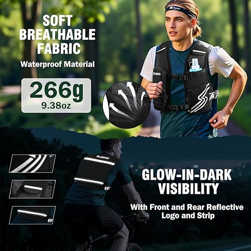 Miniatura 6 de Chaleco para correr para mujeres y hombres, chaleco de hidratación para correr con frasco suave de 16.9 fl oz y bolsillo para teléfono con pantalla
