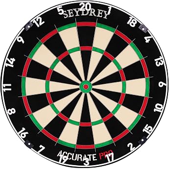 Seydrey Bristle Dartboard with Darts Official Dartboard for Steel Tip Darts with Rotating Scoring Ring plus Set of 6 Steel Tip Darts & 12 Flights