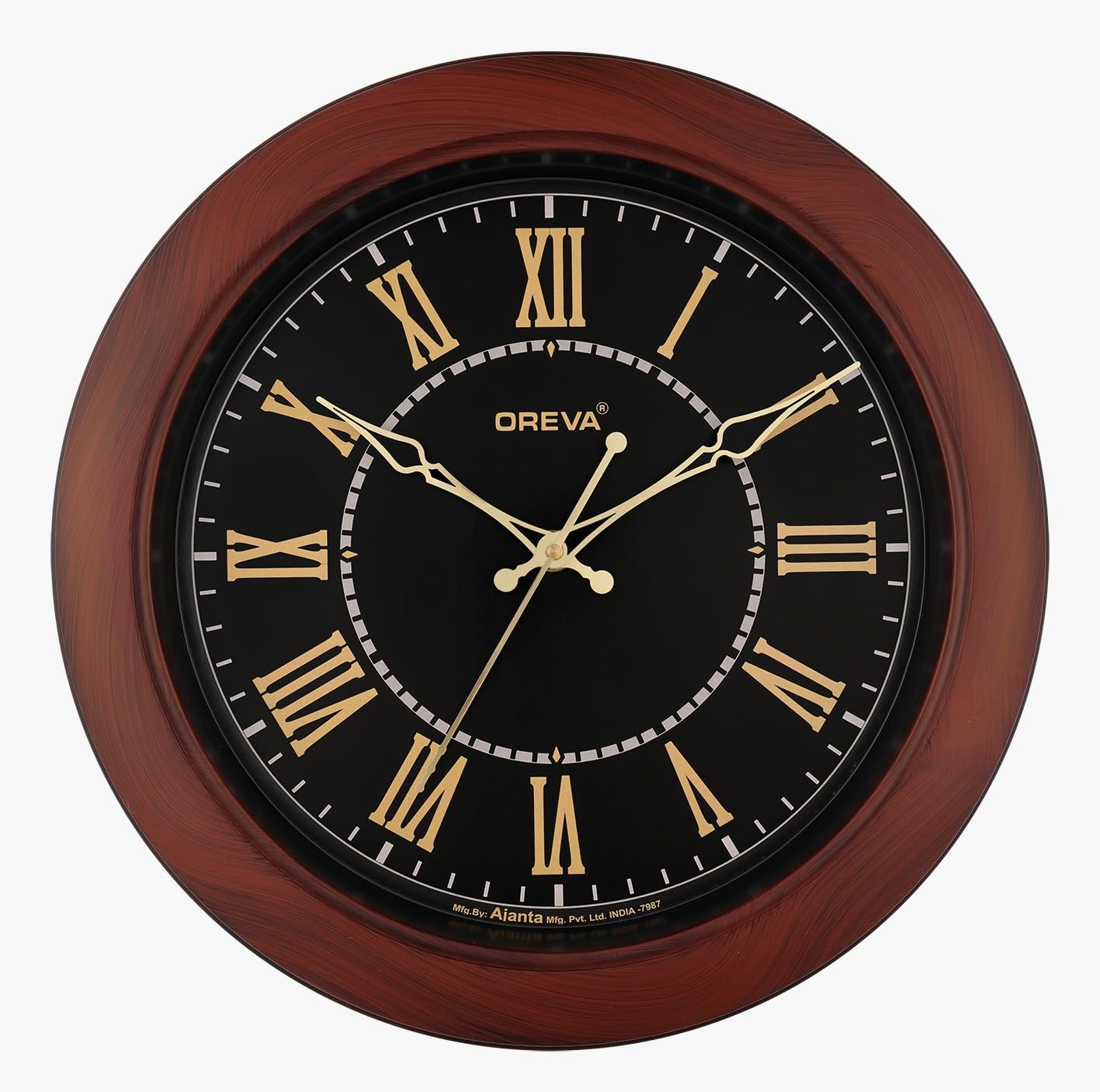 Buy Ajanta Classic Elegance Dark Wood Case Wall Clock with Black Dial