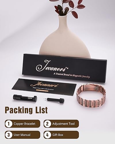 Miniatura 30 de Jecanori Pulsera de cobre para hombre, pulseras magnéticas de fuerza 3X para hombres