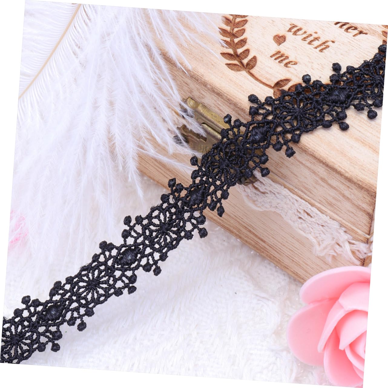 STOBOK 3piezas Ribete De Encaje Negro Yardas Cinta De Encaje Bordada Para Manualidades Ropa Decoración De Fiestas y Bodas Material Suave y Cómodo Para Piel