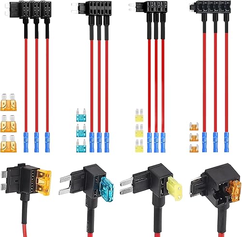 Miniatura 10 de 16 Pack 4 Tipos 12V Adaptador de Fusibles para Añadir Circuito en Coche, Adaptadores de Fusibles Mini Micro2 y de Bajo Perfil para Coches, Camiones