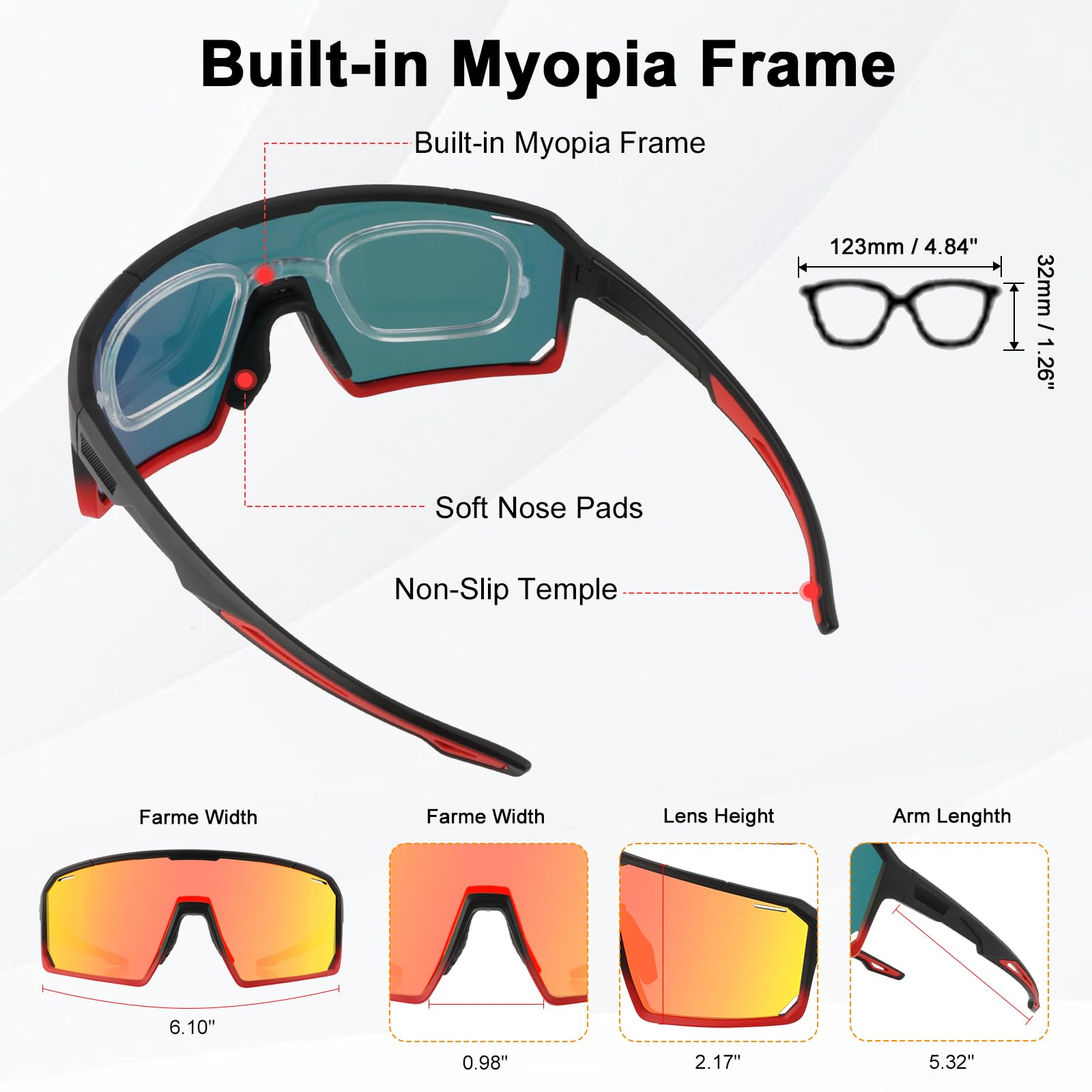 ToopMount Polarized Cycling Glasses, Sports Sunglasses with 3 Interchangeable Lenses - Image 2