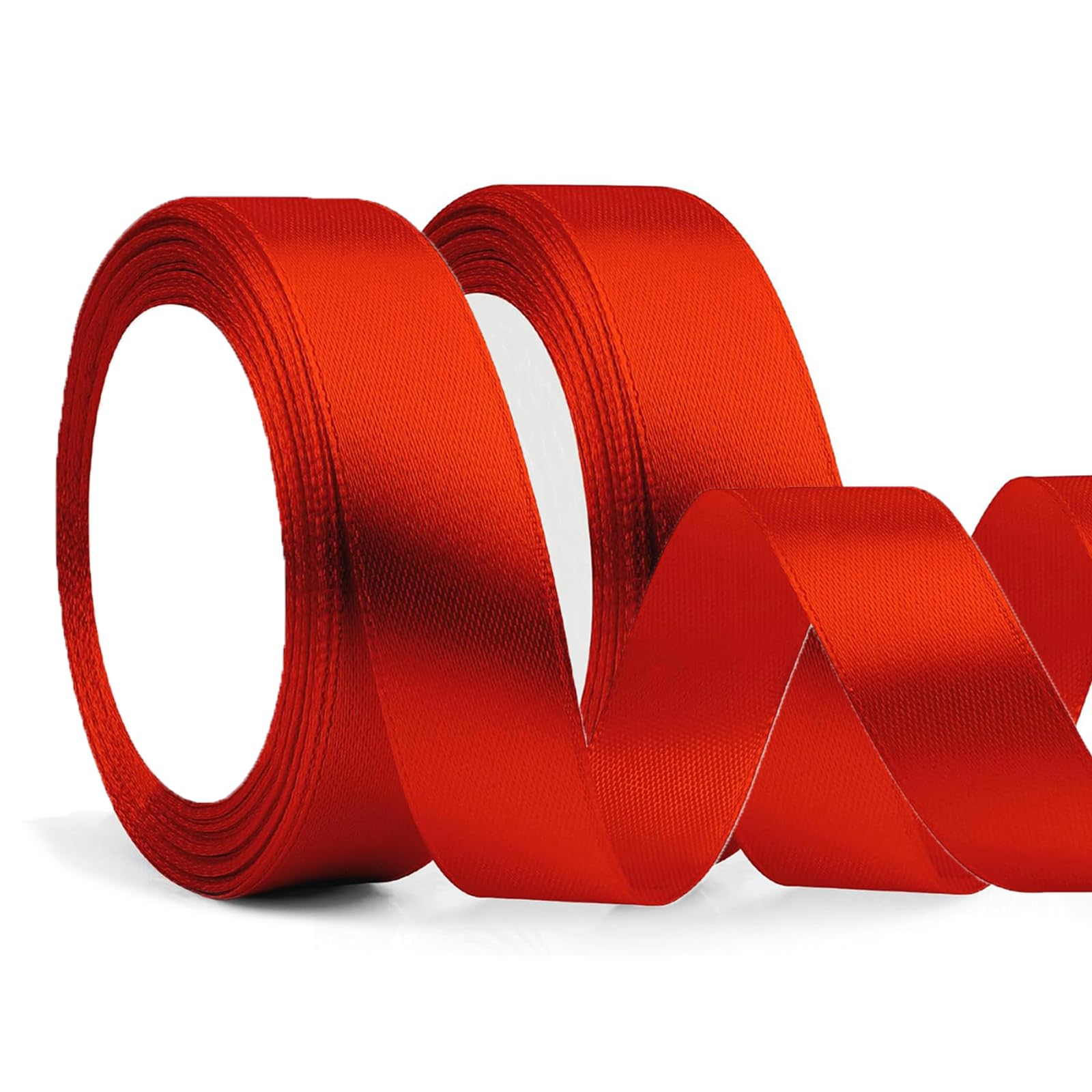 Ruban Satin Rouge 10mm - 2 Rouleaux De 22m (44m Total) - Pour Emballage Cadeaux, Décoration événements
