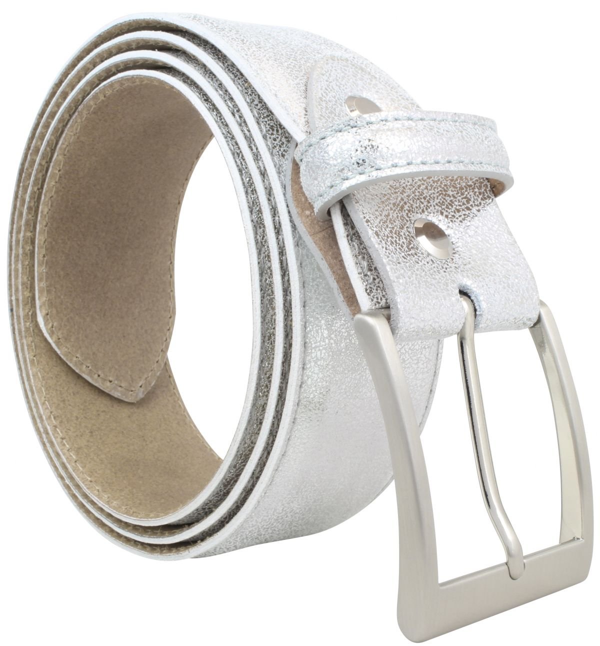 BELTINGER Herren-Gürtel Metall-Optik Echt Leder 4 cm | Leder-Gürtel Metallic-Look 40mm für Herren | Hochwertiger Metall-Ledergürtel