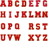 Vista 4 de 4 parches de letras de felpilla roja, parches de letras termo-adhesivas de 2.2", parches de letras de felpilla para ropa (C)