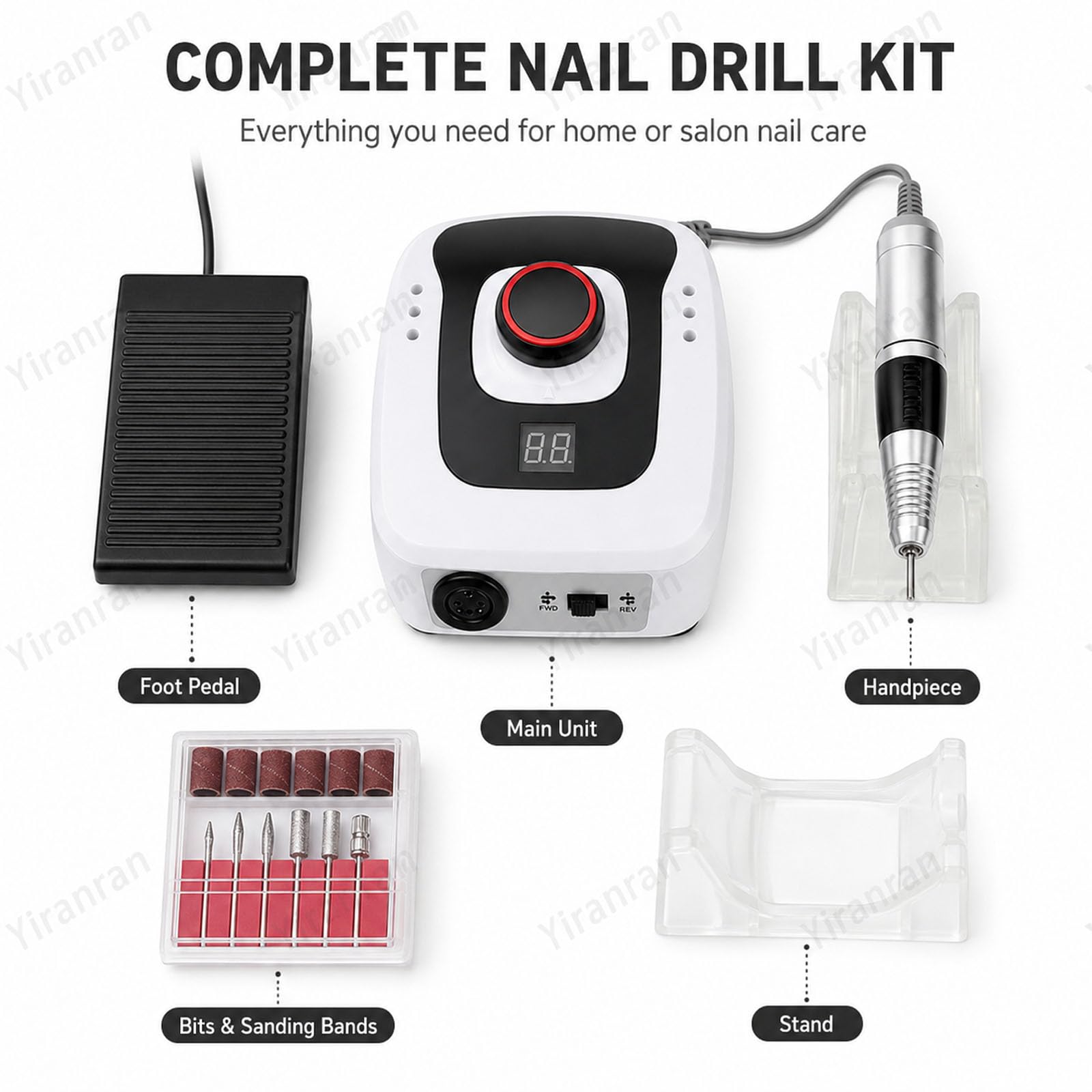 Máquina Perforadora de uñas de 300-35000 RPM, Kit de Taladro para manicura y pedicura, Fresa para Quitar el Esmalte de uñas, Herramientas para manicura y pedicura, para uñas acrílicas, de Gel