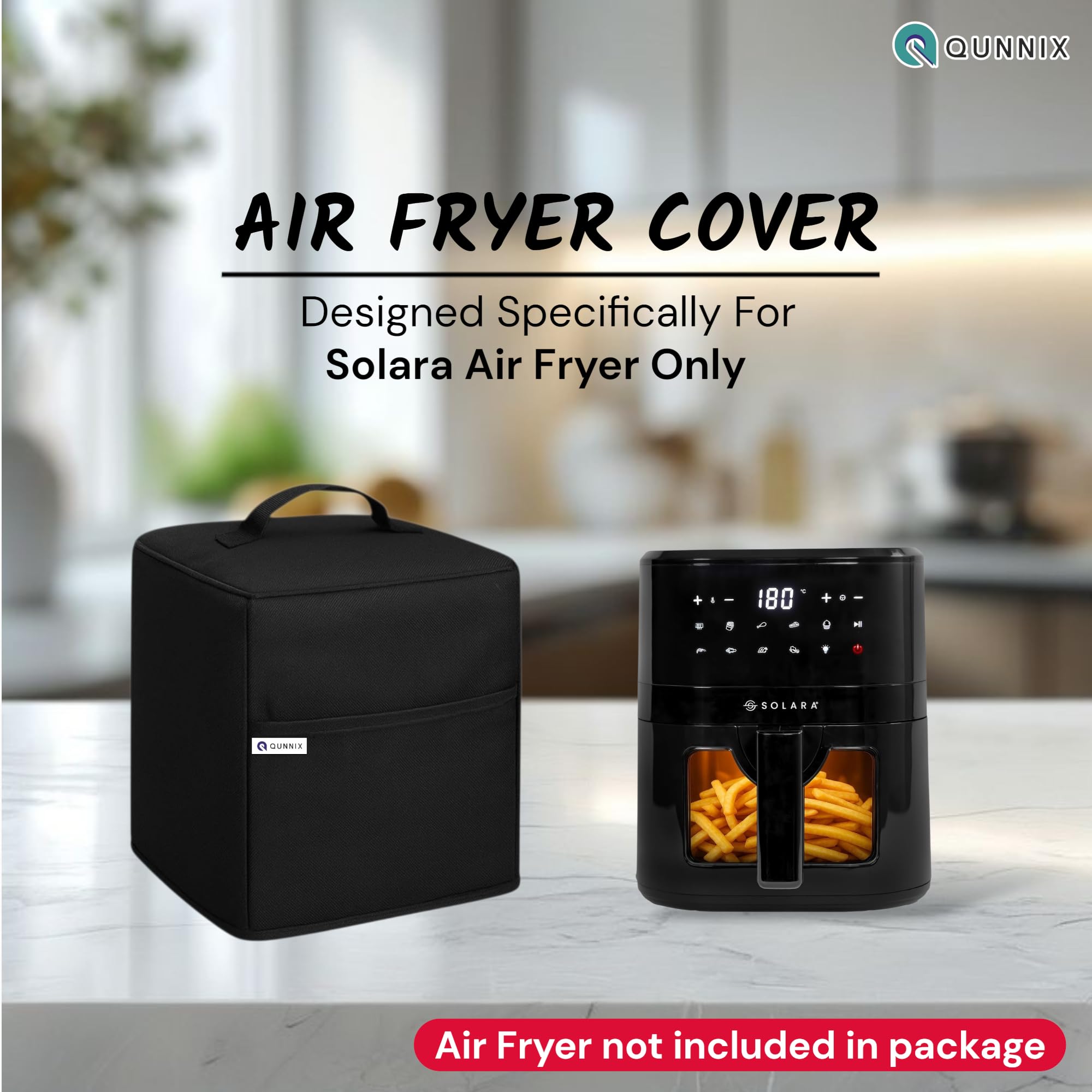 Dustproof & Waterproof Washable Air Fryer Cover for Solara 4.5 Liter | Kitchen Appliance Protector with Handle & Pocket | For Everyday Use Man & Woman | Perfect Fit (25x31x31) – Black — Amazon image 6